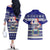 Custom Samoa Christmas Couples Matching Off The Shoulder Long Sleeve Dress and Hawaiian Shirt The Santa Coat of Arms with Samoa Bracelet Pattern LT03 - Polynesian Pride