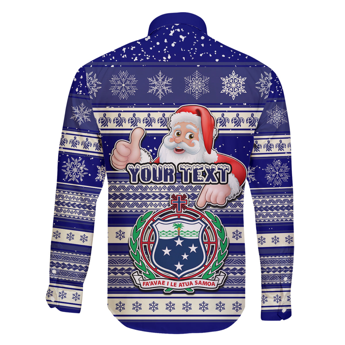 Custom Samoa Christmas Family Matching Off Shoulder Long Sleeve Dress and Hawaiian Shirt The Santa Coat of Arms with Samoa Bracelet Pattern LT03 - Polynesian Pride