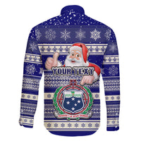 Custom Samoa Christmas Family Matching Off Shoulder Short Dress and Hawaiian Shirt The Santa Coat of Arms with Samoa Bracelet Pattern LT03 - Polynesian Pride