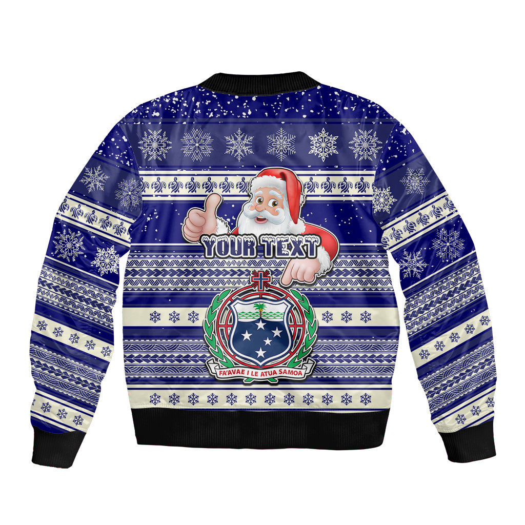 Custom Samoa Christmas Sleeve Zip Bomber Jacket The Santa Coat of Arms with Samoa Bracelet Pattern LT03 - Polynesian Pride