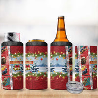 New Zealand Merry Christmas 4 in 1 Can Cooler Tumbler Maori Animals Xmas Style and Koru Tattoo Red Color