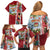 New Zealand Merry Christmas Family Matching Off Shoulder Short Dress and Hawaiian Shirt Maori Animals, Koru Tattoo - Red Xmas Style