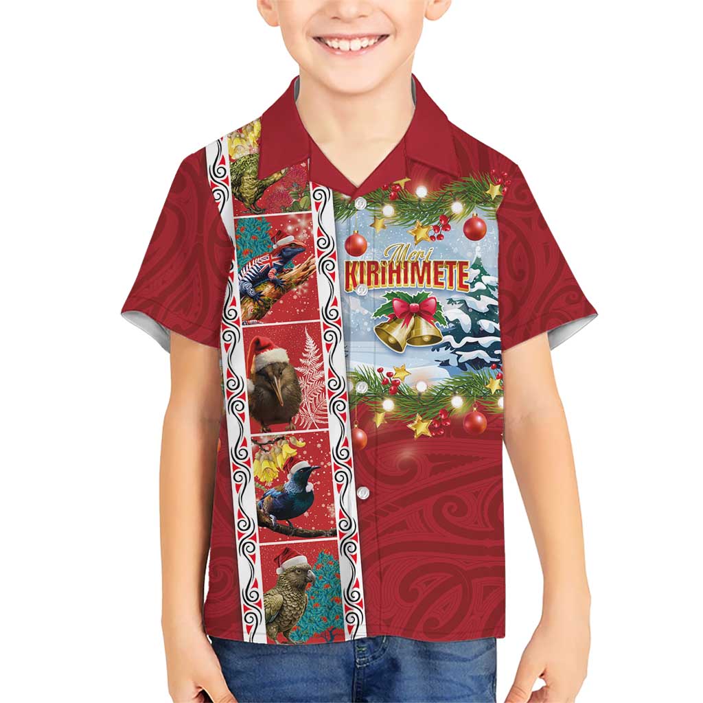 New Zealand Merry Christmas Hawaiian Shirt Maori Animals, Koru Tattoo - Red Xmas Style