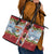 New Zealand Merry Christmas Leather Tote Bag Maori Animals, Koru Tattoo - Red Xmas Style