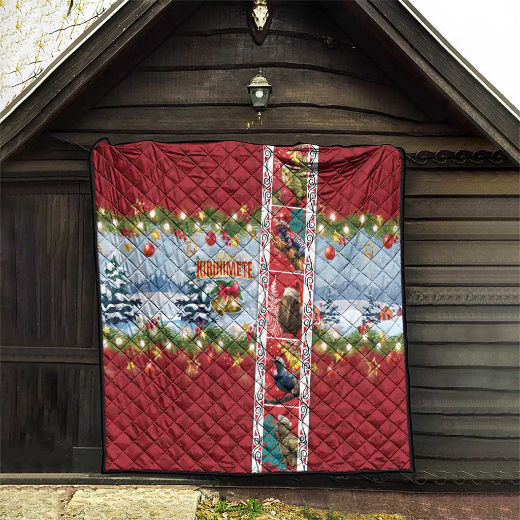 New Zealand Merry Christmas Quilt Maori Animals, Koru Tattoo - Red Xmas Style