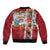 New Zealand Merry Christmas Sleeve Zip Bomber Jacket Maori Animals, Koru Tattoo - Red Xmas Style