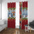 New Zealand Merry Christmas Window Curtain Maori Animals, Koru Tattoo - Red Xmas Style