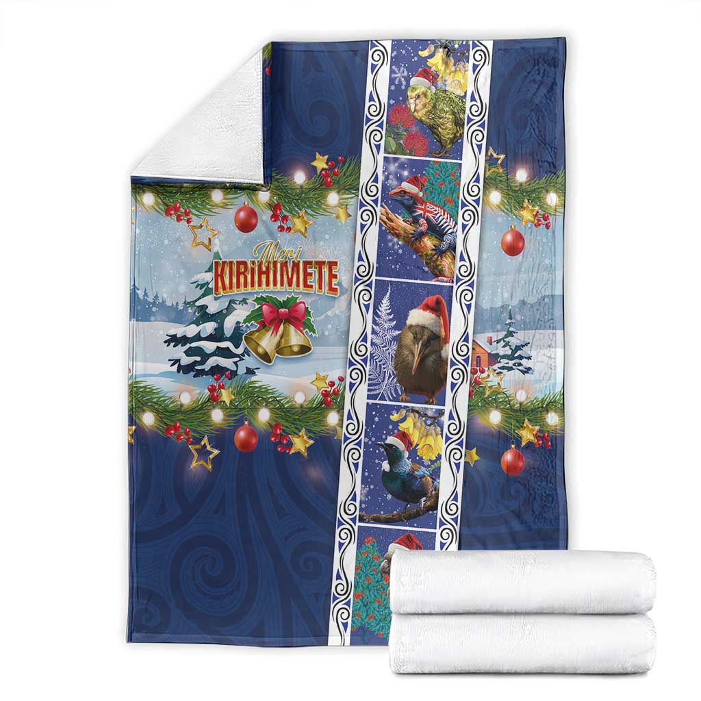 New Zealand Merry Christmas Blanket Maori Animals, Koru Tattoo - Blue Xmas Style