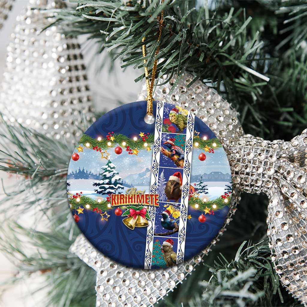 New Zealand Merry Christmas Ceramic Ornament Maori Animals, Koru Tattoo - Blue Xmas Style LT03 - Polynesian Pride