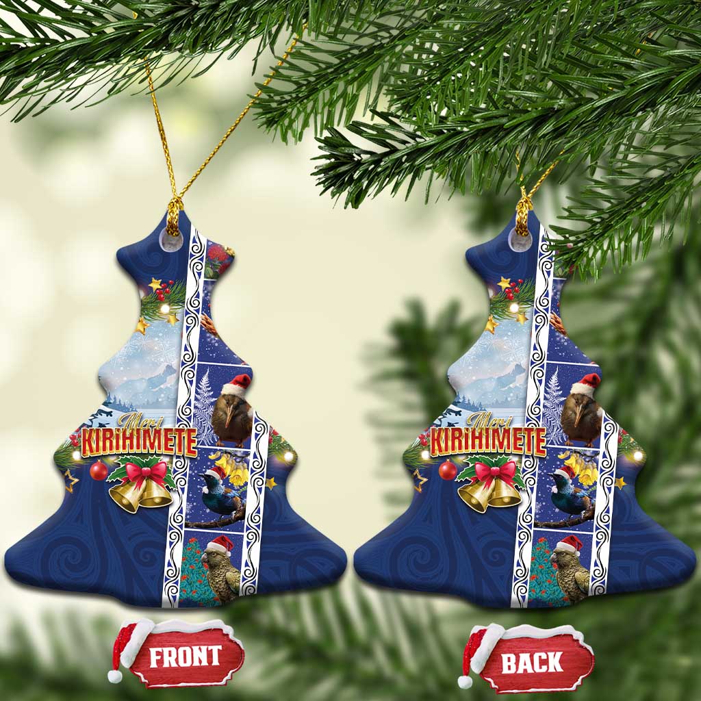 New Zealand Merry Christmas Ceramic Ornament Maori Animals, Koru Tattoo - Blue Xmas Style LT03 Christmas Tree Blue - Polynesian Pride