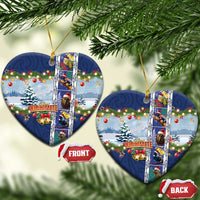 New Zealand Merry Christmas Ceramic Ornament Maori Animals, Koru Tattoo - Blue Xmas Style LT03 Heart Blue - Polynesian Pride