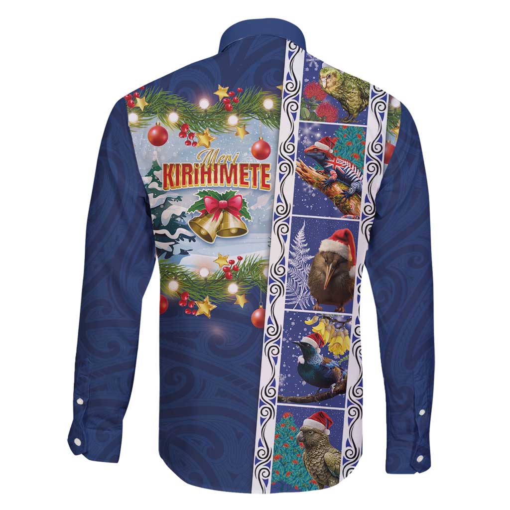 New Zealand Merry Christmas Family Matching Off Shoulder Maxi Dress and Hawaiian Shirt Maori Animals, Koru Tattoo - Blue Xmas Style