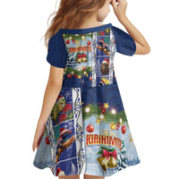 New Zealand Merry Christmas Family Matching Puletasi and Hawaiian Shirt Maori Animals, Koru Tattoo - Blue Xmas Style