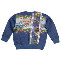 New Zealand Merry Christmas Kid Ugly Christmas Sweater Maori Animals, Koru Tattoo - Blue Xmas Style