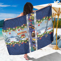 New Zealand Merry Christmas Sarong Maori Animals, Koru Tattoo - Blue Xmas Style