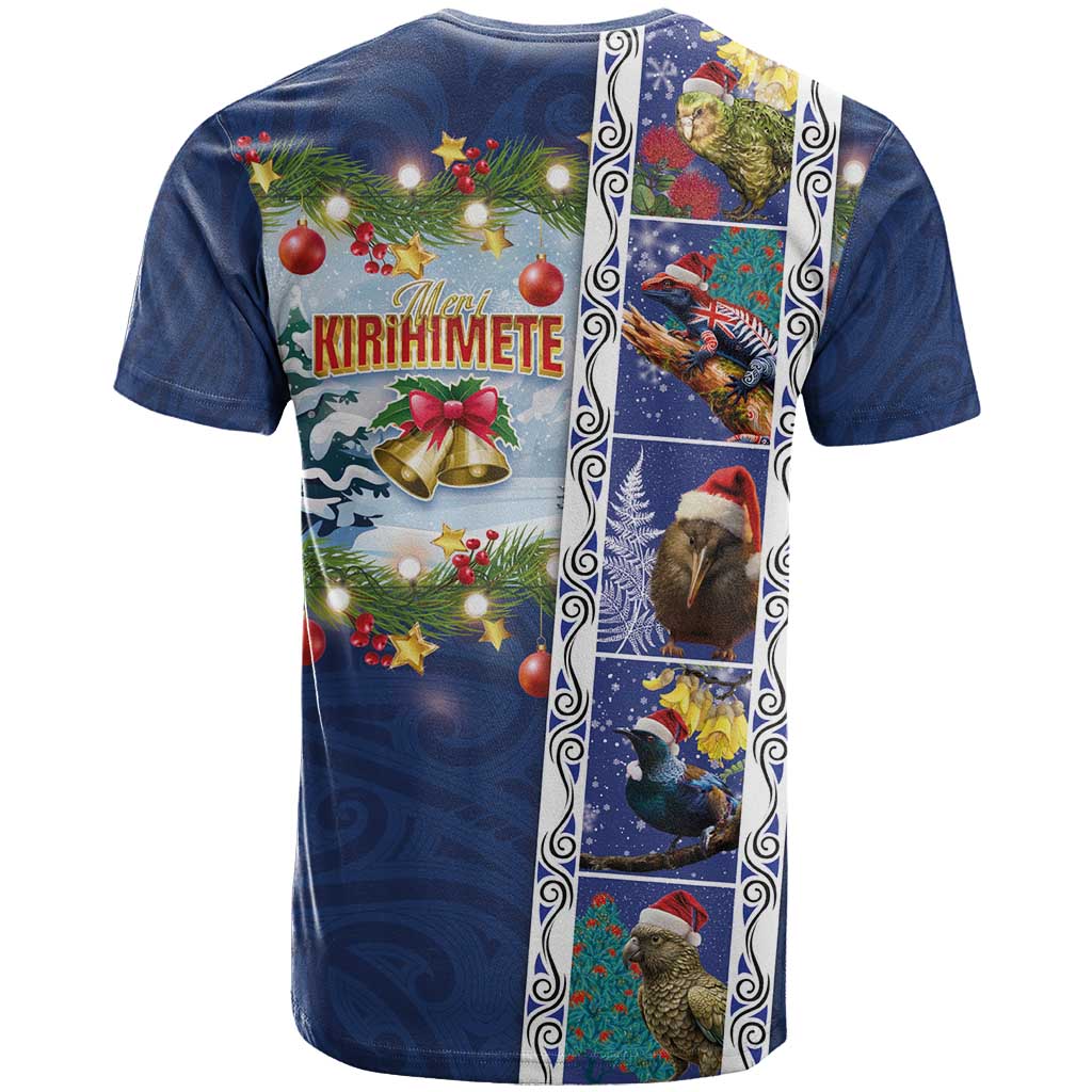 New Zealand Merry Christmas T Shirt Maori Animals, Koru Tattoo - Blue Xmas Style LT03 - Polynesian Pride