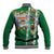 New Zealand Merry Christmas Baseball Jacket Maori Animals, Koru Tattoo - Green Xmas Style