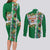 New Zealand Merry Christmas Couples Matching Long Sleeve Bodycon Dress and Long Sleeve Button Shirt Maori Animals, Koru Tattoo - Green Xmas Style