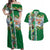 New Zealand Merry Christmas Couples Matching Off Shoulder Maxi Dress and Hawaiian Shirt Maori Animals, Koru Tattoo - Green Xmas Style