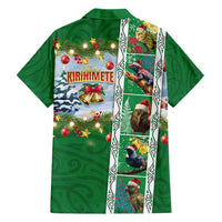 New Zealand Merry Christmas Family Matching Long Sleeve Bodycon Dress and Hawaiian Shirt Maori Animals, Koru Tattoo - Green Xmas Style