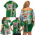 New Zealand Merry Christmas Family Matching Off Shoulder Short Dress and Hawaiian Shirt Maori Animals, Koru Tattoo - Green Xmas Style