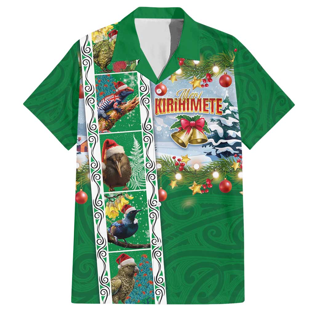 New Zealand Merry Christmas Hawaiian Shirt Maori Animals, Koru Tattoo - Green Xmas Style