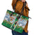 New Zealand Merry Christmas Leather Tote Bag Maori Animals, Koru Tattoo - Green Xmas Style