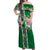 New Zealand Merry Christmas Off Shoulder Maxi Dress Maori Animals, Koru Tattoo - Green Xmas Style