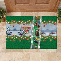 New Zealand Merry Christmas Rubber Doormat Maori Animals, Koru Tattoo - Green Xmas Style
