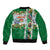 New Zealand Merry Christmas Sleeve Zip Bomber Jacket Maori Animals, Koru Tattoo - Green Xmas Style