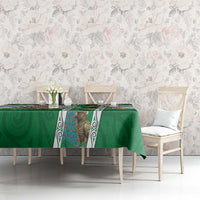 New Zealand Merry Christmas Tablecloth Maori Animals, Koru Tattoo - Green Xmas Style