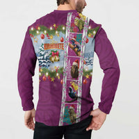 New Zealand Merry Christmas Button Sweatshirt Maori Animals, Koru Tattoo - Pink Xmas Style LT03 - Polynesian Pride