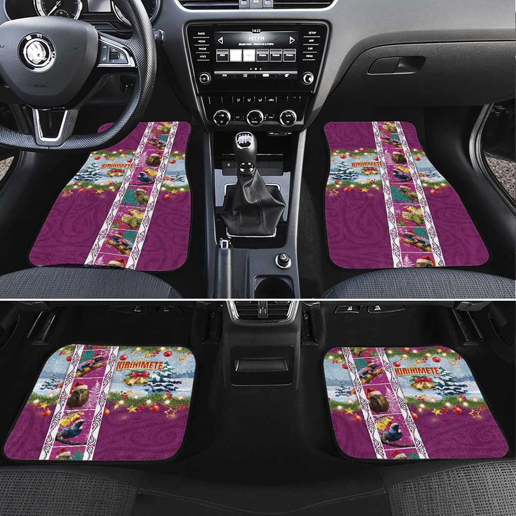 New Zealand Merry Christmas Car Mats Maori Animals, Koru Tattoo - Pink Xmas Style