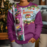 New Zealand Merry Christmas Kid Ugly Christmas Sweater Maori Animals, Koru Tattoo - Pink Xmas Style