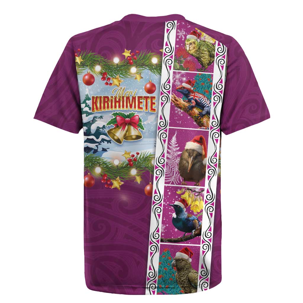 New Zealand Merry Christmas Rugby Jersey Maori Animals, Koru Tattoo - Pink Xmas Style