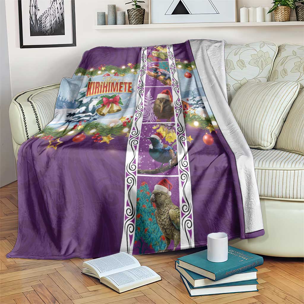 New Zealand Merry Christmas Blanket Maori Animals, Koru Tattoo - Purple Xmas Style