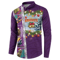 New Zealand Merry Christmas Button Sweatshirt Maori Animals, Koru Tattoo - Purple Xmas Style