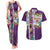 New Zealand Merry Christmas Couples Matching Tank Maxi Dress and Hawaiian Shirt Maori Animals, Koru Tattoo - Purple Xmas Style
