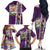 New Zealand Merry Christmas Family Matching Off The Shoulder Long Sleeve Dress and Hawaiian Shirt Maori Animals, Koru Tattoo - Purple Xmas Style