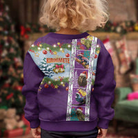 New Zealand Merry Christmas Kid Ugly Christmas Sweater Maori Animals, Koru Tattoo - Purple Xmas Style