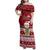 Tuvalu Christmas Family Matching Off Shoulder Maxi Dress and Hawaiian Shirt Snowman and Tuvalu Coat of Arms Maori Tribal Xmas Style LT03 Mom's Dress Red - Polynesian Pride