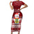 Tuvalu Christmas Family Matching Short Sleeve Bodycon Dress and Hawaiian Shirt Snowman and Tuvalu Coat of Arms Maori Tribal Xmas Style LT03 Mom's Dress Red - Polynesian Pride