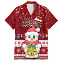 Tuvalu Christmas Family Matching Summer Maxi Dress and Hawaiian Shirt Snowman and Tuvalu Coat of Arms Maori Tribal Xmas Style LT03 Dad's Shirt - Short Sleeve Red - Polynesian Pride