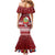 Tuvalu Christmas Mermaid Dress Snowman and Tuvalu Coat of Arms Maori Tribal Xmas Style LT03 - Polynesian Pride