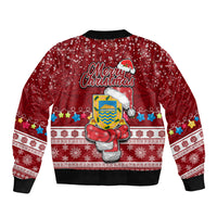 Tuvalu Christmas Sleeve Zip Bomber Jacket Snowman and Tuvalu Coat of Arms Maori Tribal Xmas Style LT03 - Polynesian Pride