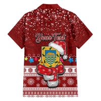 Personalised Tuvalu Christmas Family Matching Off Shoulder Long Sleeve Dress and Hawaiian Shirt Snowman and Tuvalu Coat of Arms Maori Tribal Xmas Style LT03 - Polynesian Pride