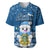 Tuvalu Christmas Baseball Jersey Snowman Hugs Tuvalu Coat of Arms Maori Pattern Blue Style LT03 Blue - Polynesian Pride