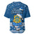 Tuvalu Christmas Baseball Jersey Snowman Hugs Tuvalu Coat of Arms Maori Pattern Blue Style LT03 - Polynesian Pride