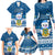 Tuvalu Christmas Family Matching Long Sleeve Bodycon Dress and Hawaiian Shirt Snowman Hugs Tuvalu Coat of Arms Maori Pattern Blue Style LT03 - Polynesian Pride