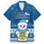 Tuvalu Christmas Family Matching Long Sleeve Bodycon Dress and Hawaiian Shirt Snowman Hugs Tuvalu Coat of Arms Maori Pattern Blue Style LT03 Dad's Shirt - Short Sleeve Blue - Polynesian Pride